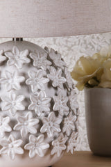 Laura Ashley Ingham Table Lamp White and Brushed Silver With Shade