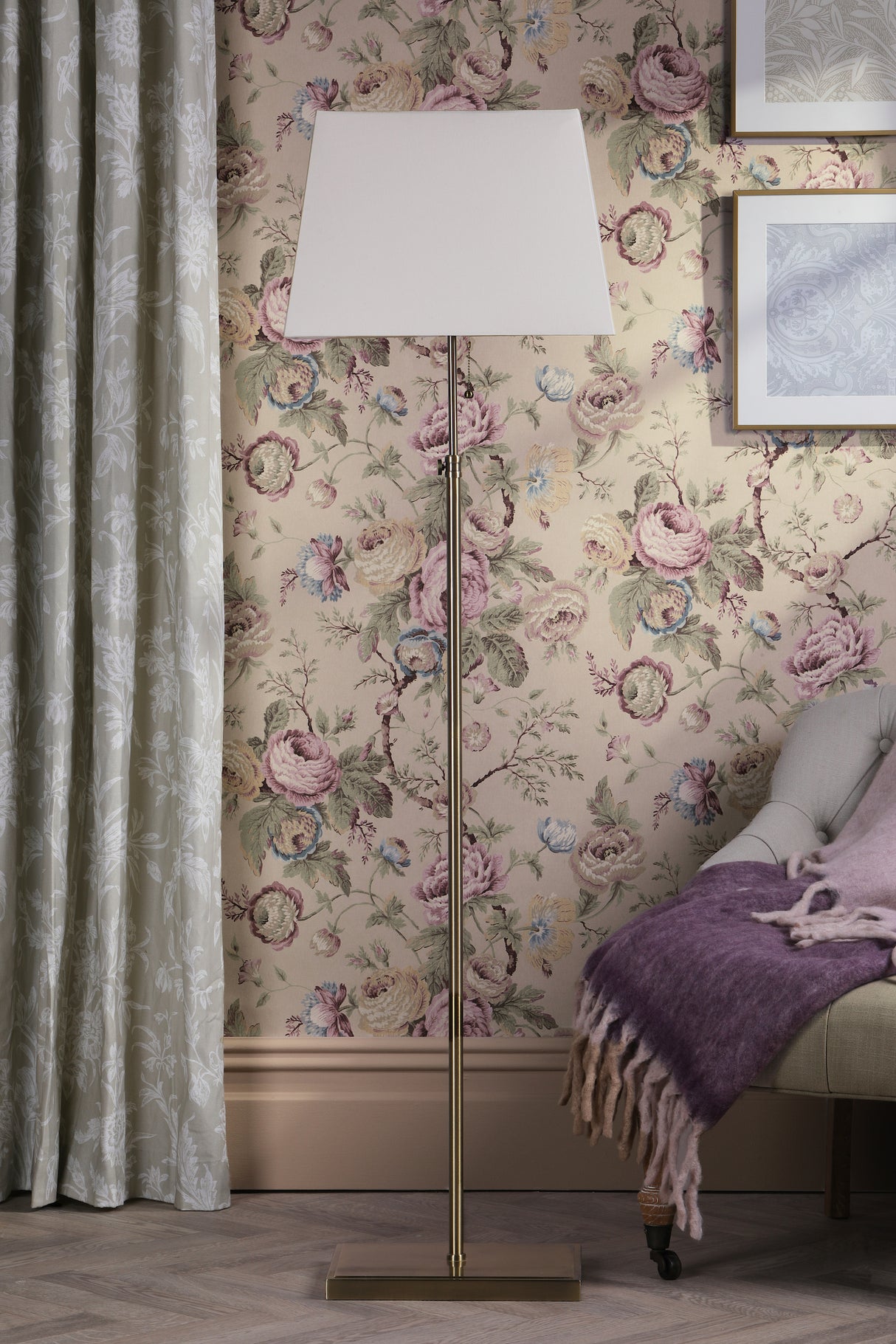 Laura Ashley Bartley Floor Lamp Antique Brass With Shade