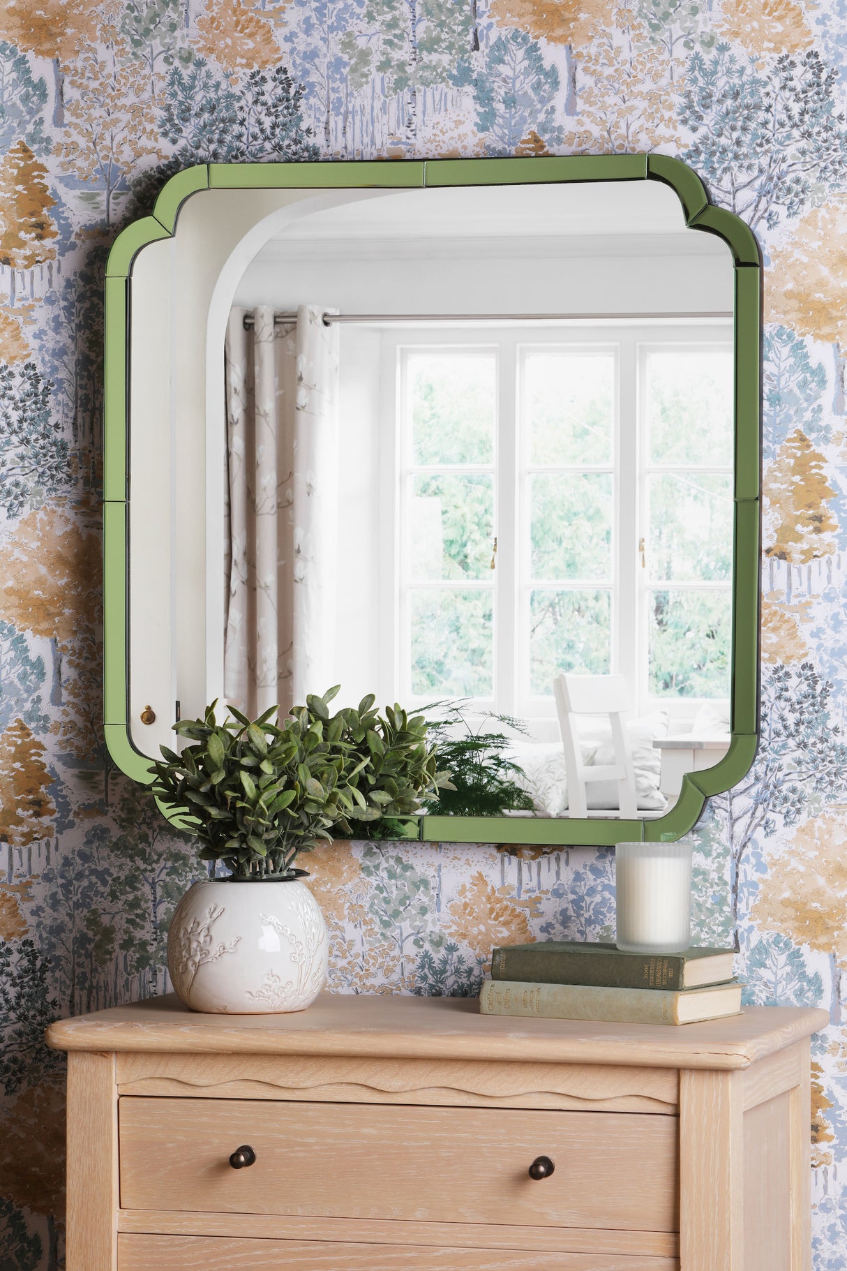 Laura Ashley Martham Square Green Mirror 65 X 65cm