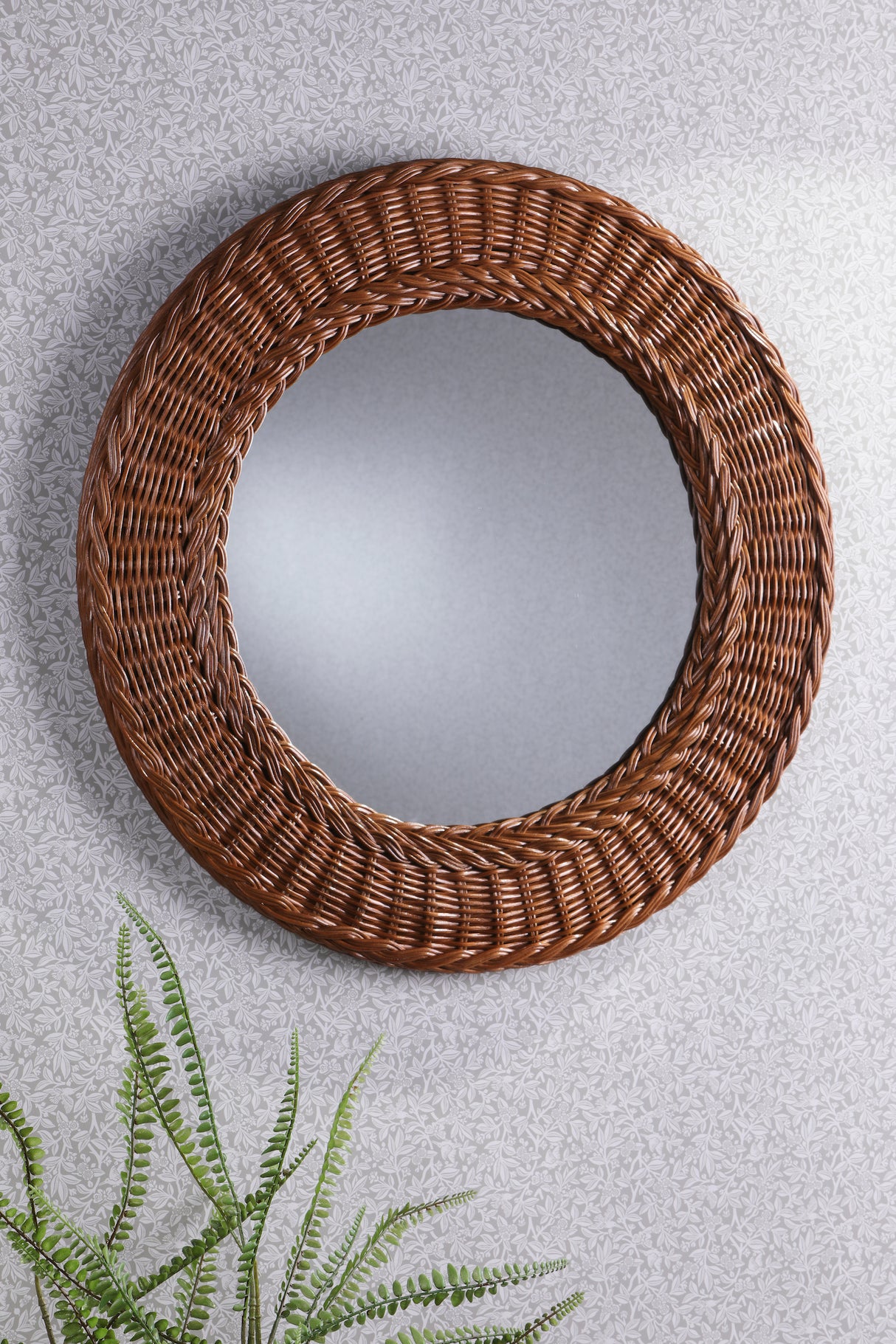 Laura Ashley Cait Round Mirror Natural Walnut 60cm