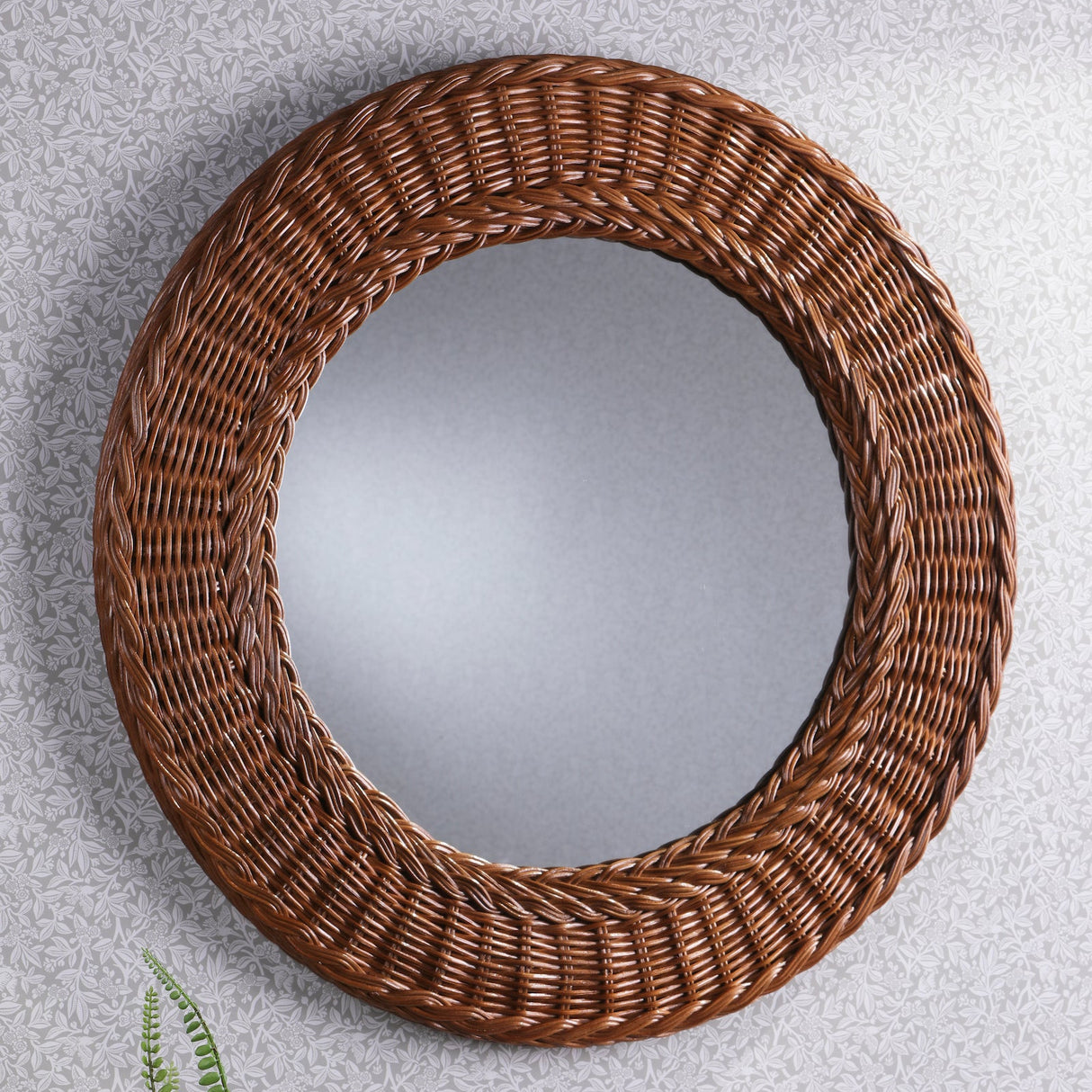 Laura Ashley Cait Round Mirror Natural Walnut 60cm