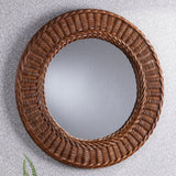 Laura Ashley Cait Round Mirror Natural Walnut 60cm