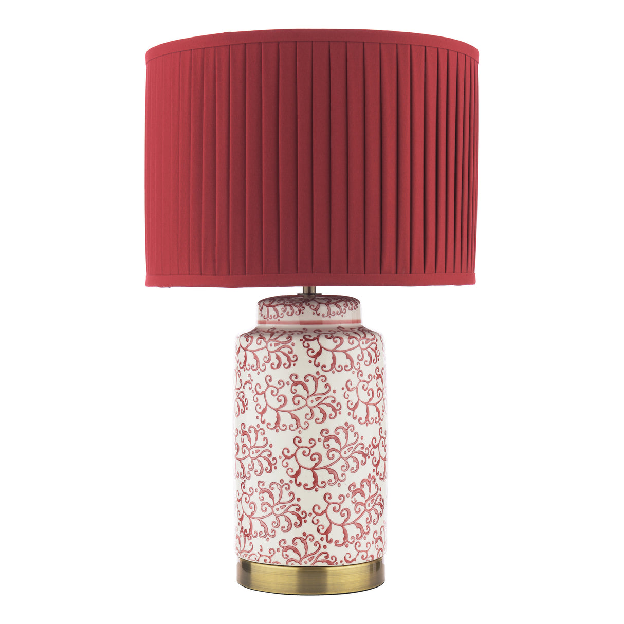 Laura Ashley Knipton Table Lamp Red Ceramic and Antique Brass With Shade