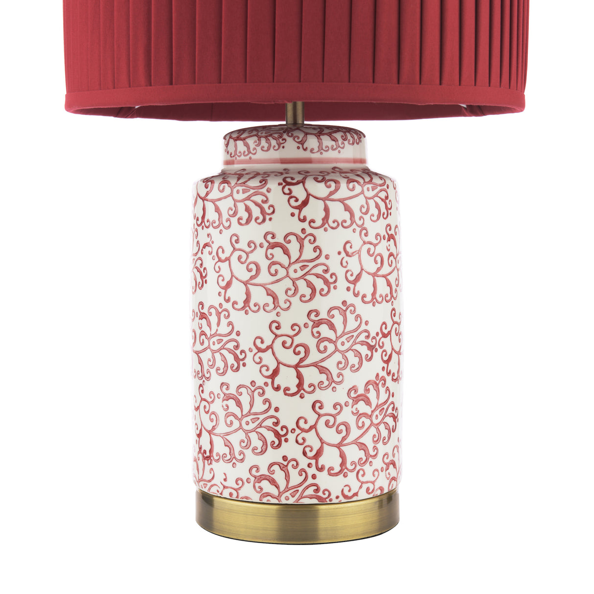 Laura Ashley Knipton Table Lamp Red Ceramic and Antique Brass With Shade