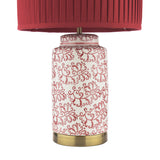 Laura Ashley Knipton Table Lamp Red Ceramic and Antique Brass With Shade