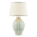 Laura Ashley Stannard Table Lamp Green Ceramic and Polished Chrome With Shade