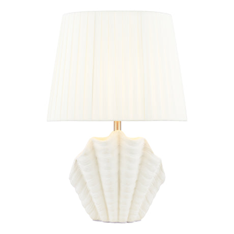 Laura Ashley Shell Table Lamp White Ceramic and Satin Chrome With Shade