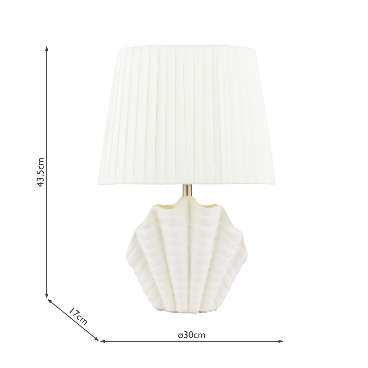 Laura Ashley Shell Table Lamp White Ceramic and Satin Chrome With Shade