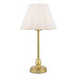 Laura Ashley Erin Rechargeable Table Lamp Matt Antique Brass With Shade LED