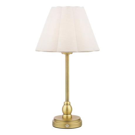Laura Ashley Erin Rechargeable Table Lamp Matt Antique Brass With Shade LED