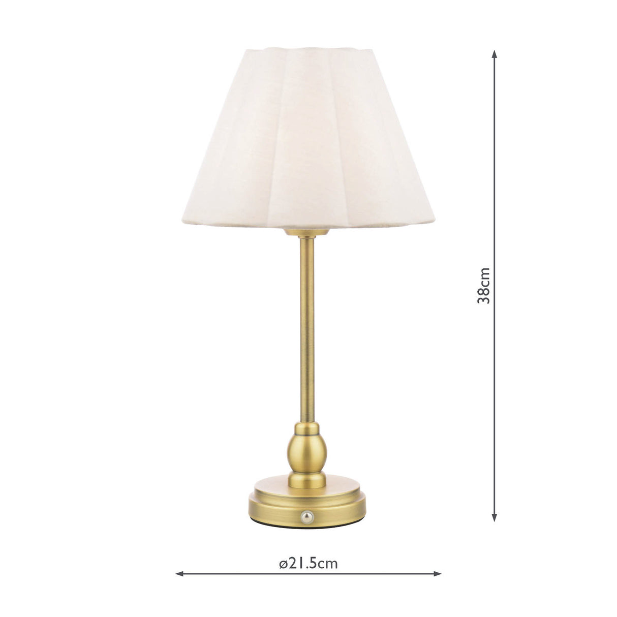 Laura Ashley Erin Rechargeable Table Lamp Matt Antique Brass With Shade LED