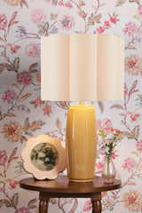 Laura Ashley Littleton Table Lamp Yellow Ceramic and Antique Brass With Shade