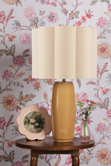 Laura Ashley Littleton Table Lamp Yellow Ceramic and Antique Brass With Shade