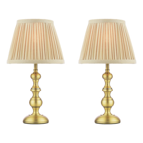 Laura Ashley Ezra Twin Pack Table Lamp Matt Antique Brass With Shade