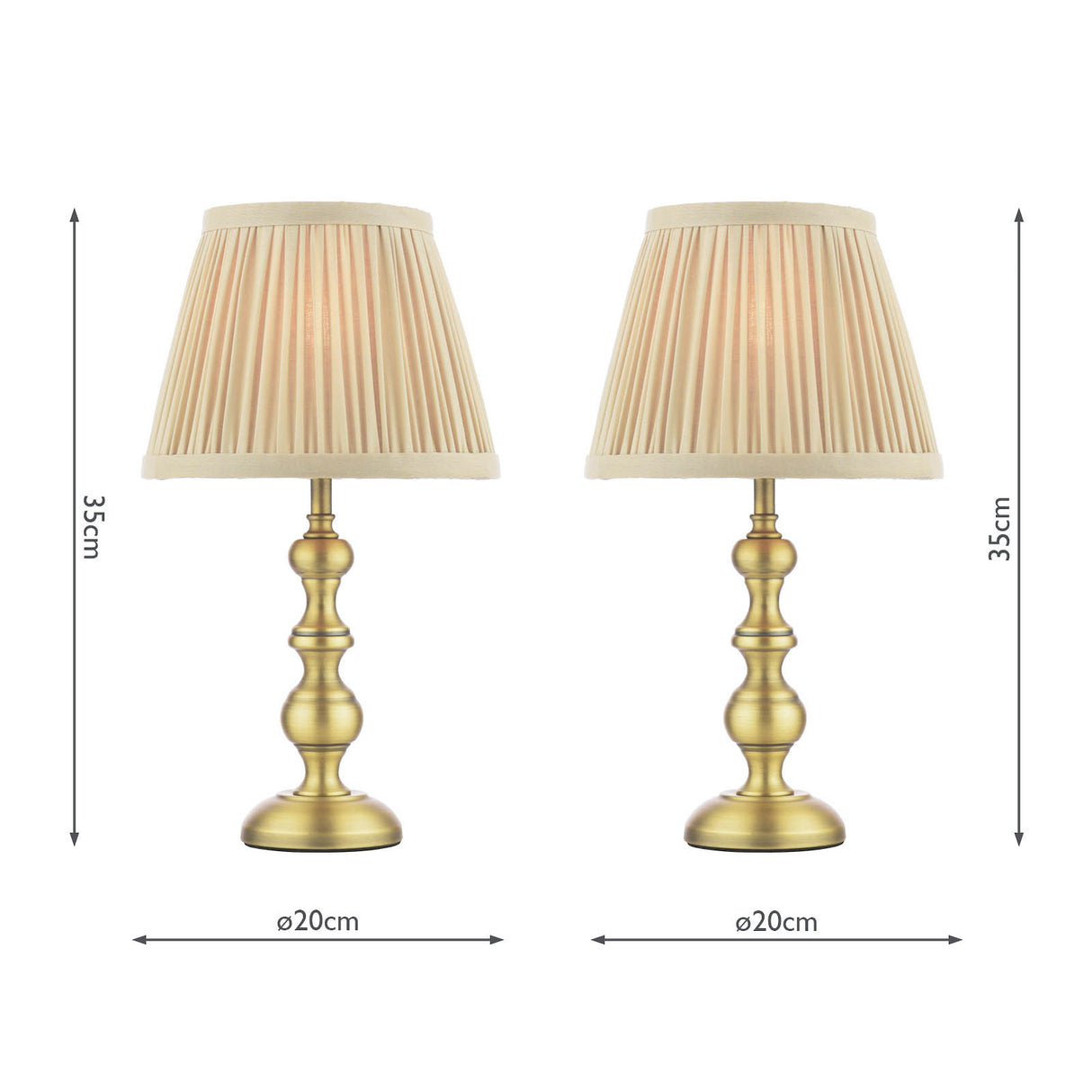 Laura Ashley Ezra Twin Pack Table Lamp Matt Antique Brass With Shade