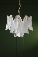 Laura Ashley Stannington 4 Light Pendant Matt Antique Brass and White Glass