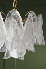 Laura Ashley Stannington 4 Light Pendant Matt Antique Brass and White Glass