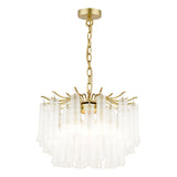 Laura Ashley Penlee 4 Light Pendant Matt Antique Brass and Ribbed Glass
