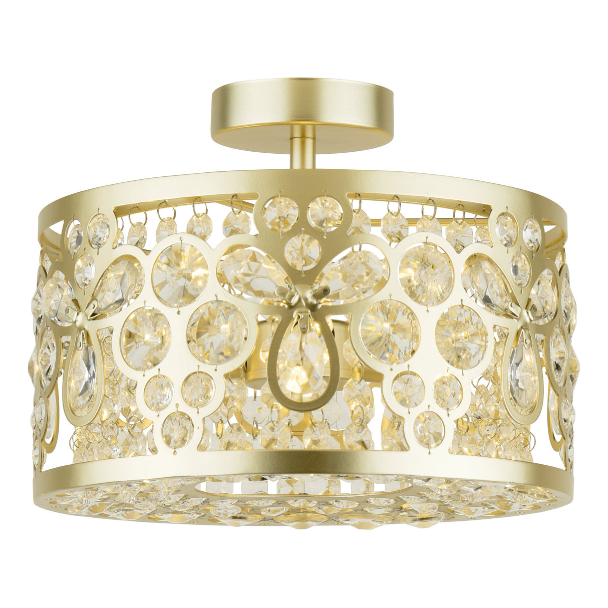 Laura Ashley Tilbrook 3 Light Flush Matt Champagne and Crystal