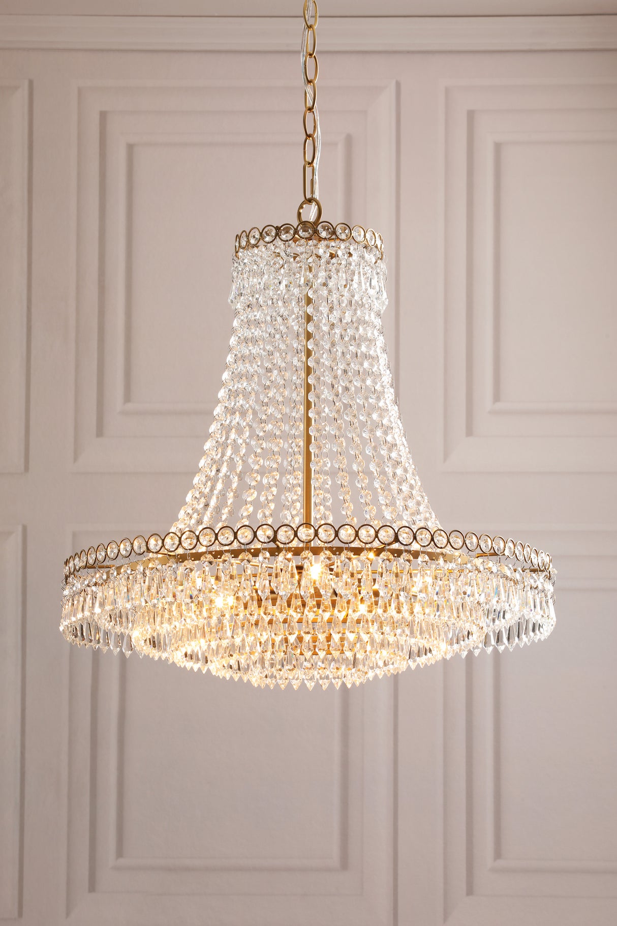 Laura Ashley Enid 5 Light Grande Chandelier Glass and Matt Antique Brass