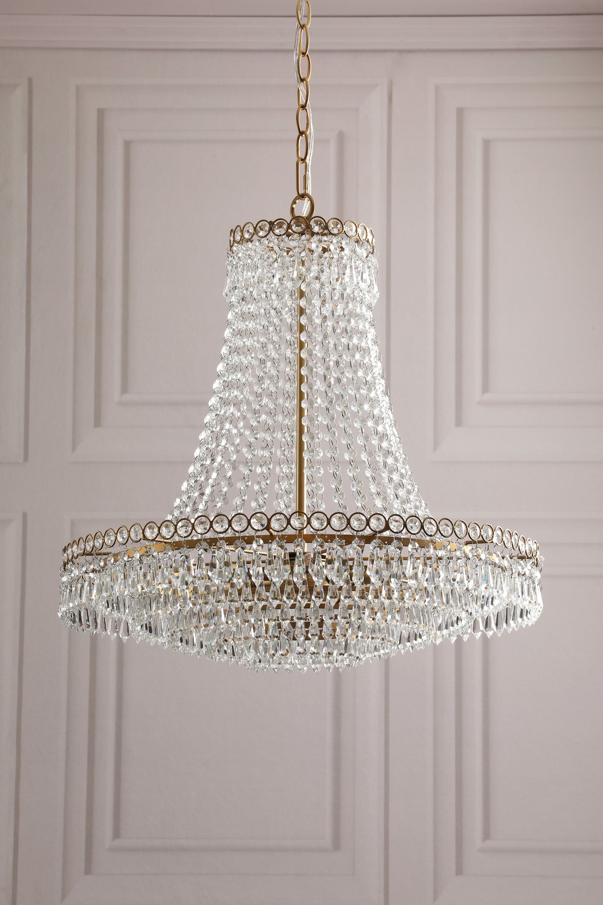 Laura Ashley Enid 5 Light Grande Chandelier Glass and Matt Antique Brass