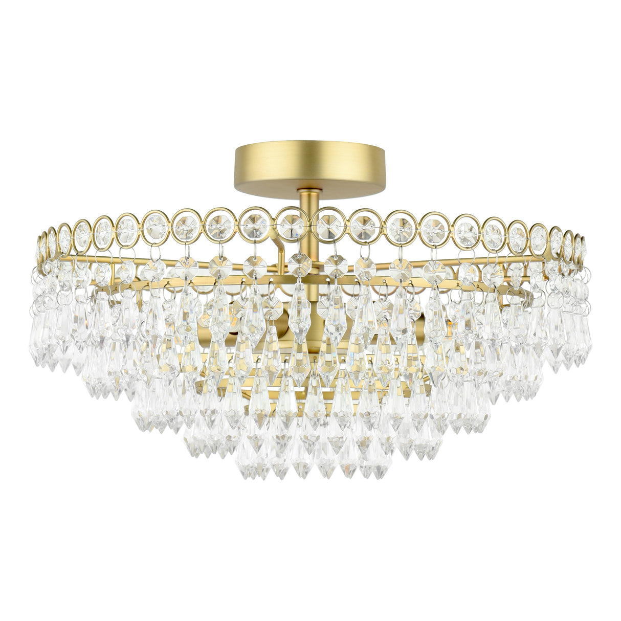 Laura Ashley Enid 5 Light Semi-Flush Faceted Glass and Matt Antique Brass