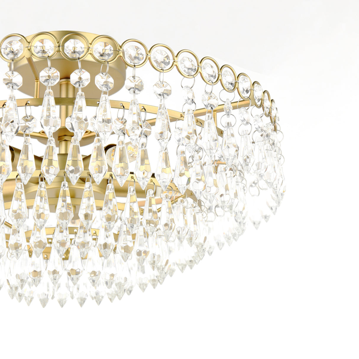 Laura Ashley Enid 5 Light Semi-Flush Faceted Glass and Matt Antique Brass