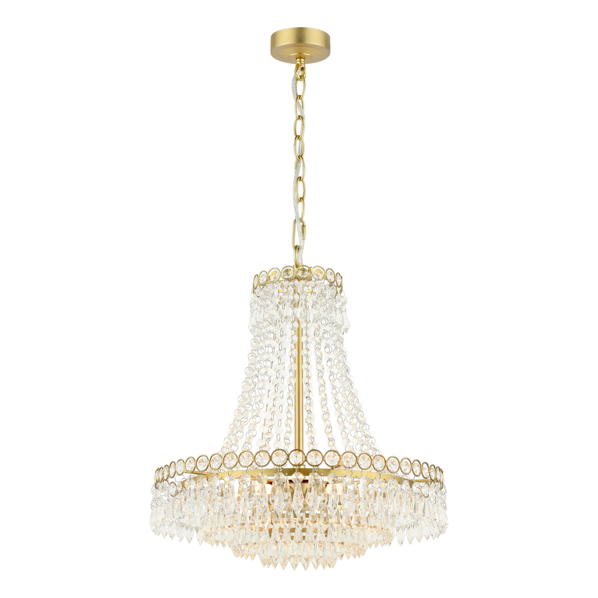 Laura Ashley Enid 5 Light Chandelier Faceted Glass and Matt Antique Brass