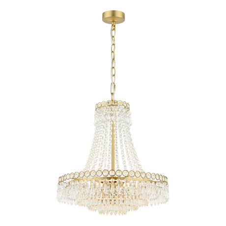 Laura Ashley Enid 5 Light Chandelier Faceted Glass and Matt Antique Brass