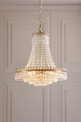 Laura Ashley Enid 5 Light Chandelier Faceted Glass and Matt Antique Brass