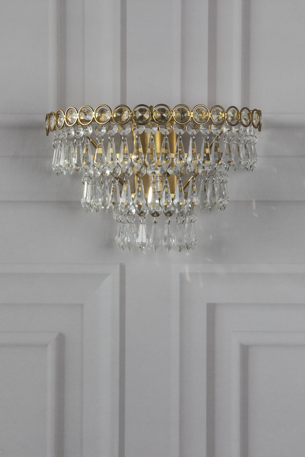 Laura Ashley Enid Wall Light Faceted Glass and Matt Antique Brass