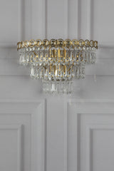 Laura Ashley Enid Wall Light Faceted Glass and Matt Antique Brass