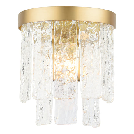 Laura Ashley Durnsford Wall Light Matt Antique Brass and Textured Glass