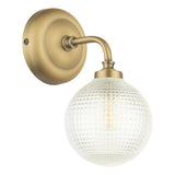 Laura Ashley Langdon Bathroom Wall Light Matt Antique Brass and Textured Glass IP44