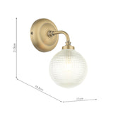 Laura Ashley Langdon Bathroom Wall Light Matt Antique Brass and Textured Glass IP44