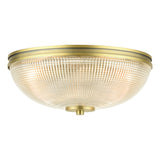 Laura Ashley Langdon 2 Light Bathroom Ceiling Light Matt Antique Brass and Textured Glass IP44