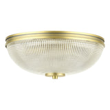 Laura Ashley Langdon 2 Light Bathroom Ceiling Light Matt Antique Brass and Textured Glass IP44