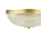 Laura Ashley Langdon 2 Light Bathroom Ceiling Light Matt Antique Brass and Textured Glass IP44