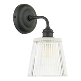 Laura Ashley Callaghan Outdoor Wall Light Matt Black and Ribbed Glass IP44