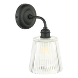 Laura Ashley Callaghan Outdoor Wall Light Matt Black and Ribbed Glass IP44
