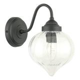 Laura Ashley Whitham Outdoor Wall Light Matt Black and Ribbed Glass IP44