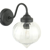Laura Ashley Whitham Outdoor Wall Light Matt Black and Ribbed Glass IP44