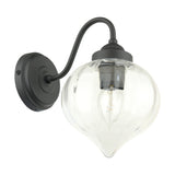 Laura Ashley Whitham Outdoor Wall Light Matt Black and Ribbed Glass IP44