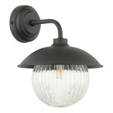 Laura Ashley Hatton Outdoor Wall Light Matt Black and Ribbed Glass IP44