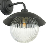Laura Ashley Hatton Outdoor Wall Light Matt Black and Ribbed Glass IP44