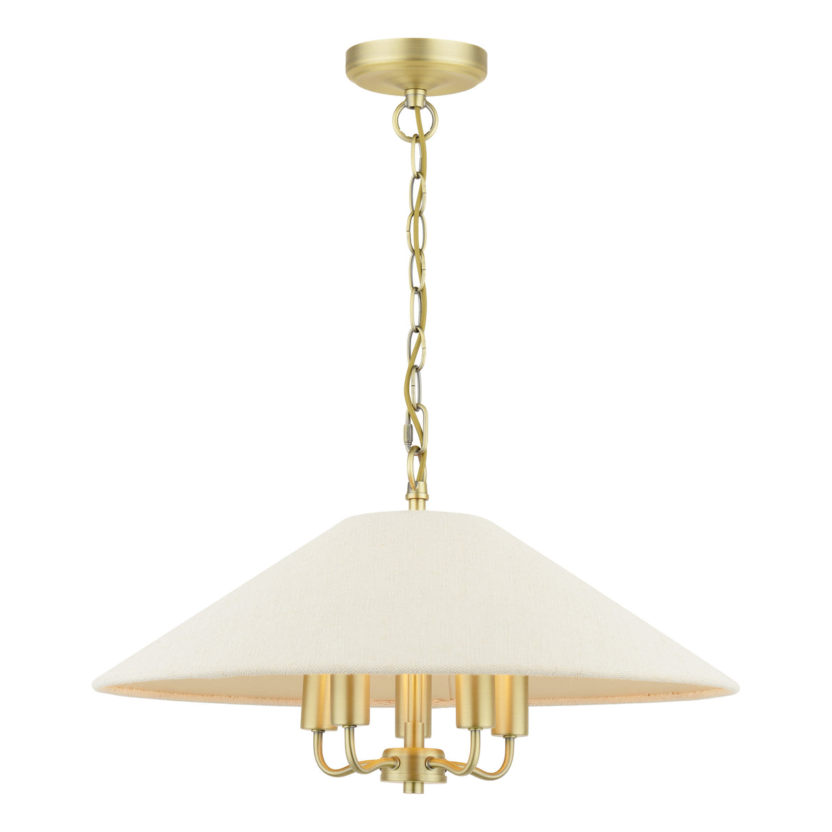 Laura Ashley Harland 5 Light Pendant Matt Antique Brass With Shade