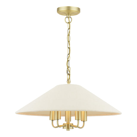 Laura Ashley Harland 5 Light Pendant Matt Antique Brass With Shade