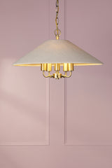 Laura Ashley Harland 5 Light Pendant Matt Antique Brass With Shade