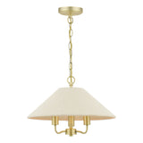 Laura Ashley Harland 3 Light Pendant Matt Antique Brass With Shade