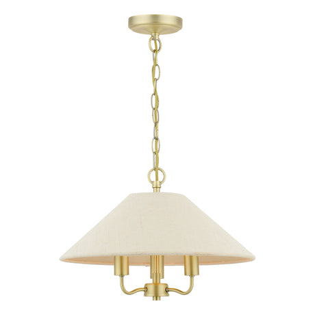 Laura Ashley Harland 3 Light Pendant Matt Antique Brass With Shade